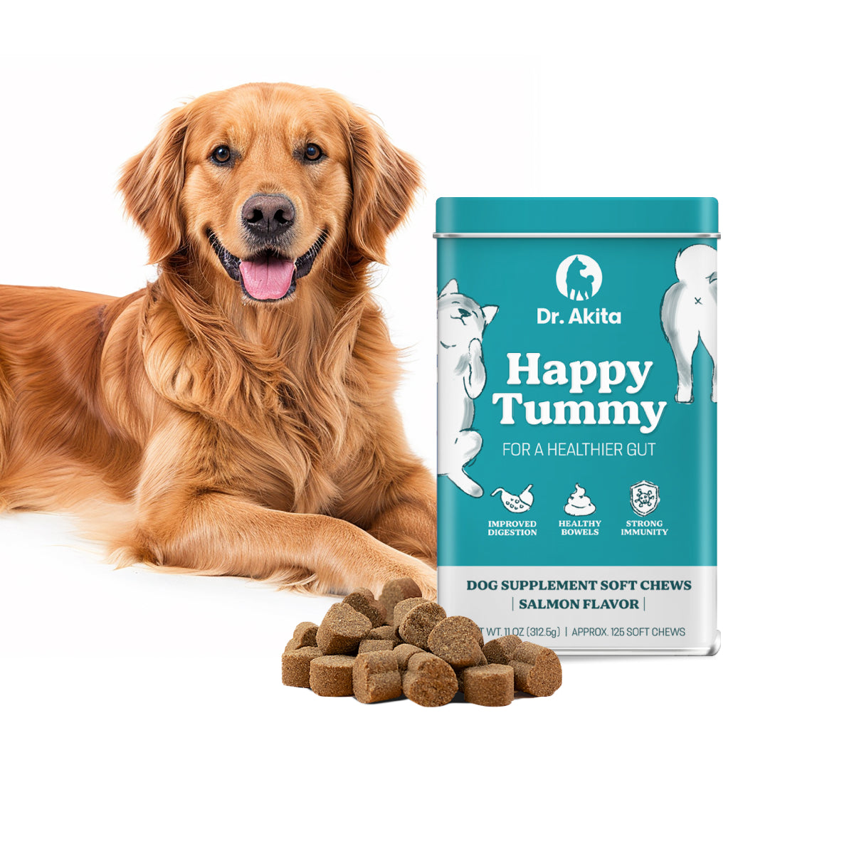 Happy Tummy - Probiotic Dog Supplement Soft Chews For A Healthy Gut