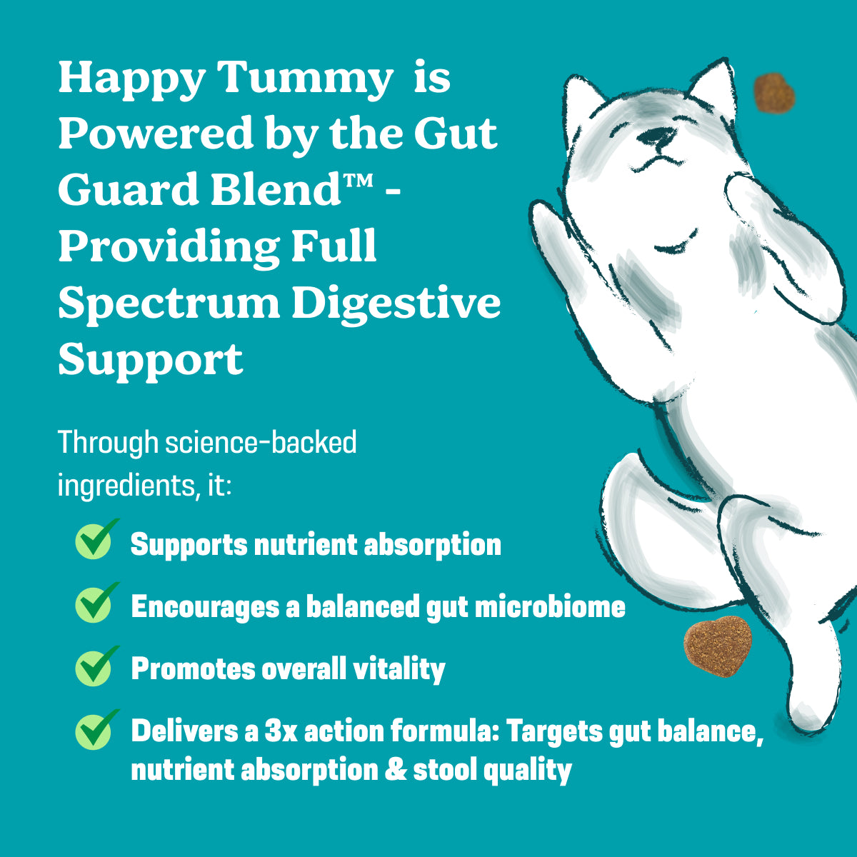 Happy Tummy - Probiotic Dog Supplement Soft Chews For A Healthy Gut